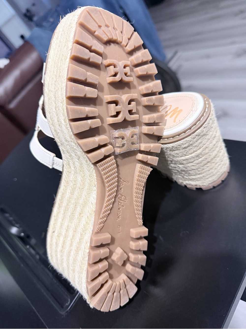 Sam Edelman Cream Espadrille Wedge Slide Sandals - Picture 4 of 4